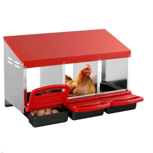 Nestkast - Nestkastje - Hennen Nestdozen - Stabiele en Corrosiebestendige Metalen Nestboxen voor Verschillende Kippenrassen - 3 nestdozen