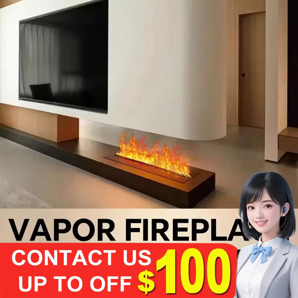 Intelligent modern built-in fireplace, water vapor fireplace humidifier, realistic 3D color flame, air purification function,