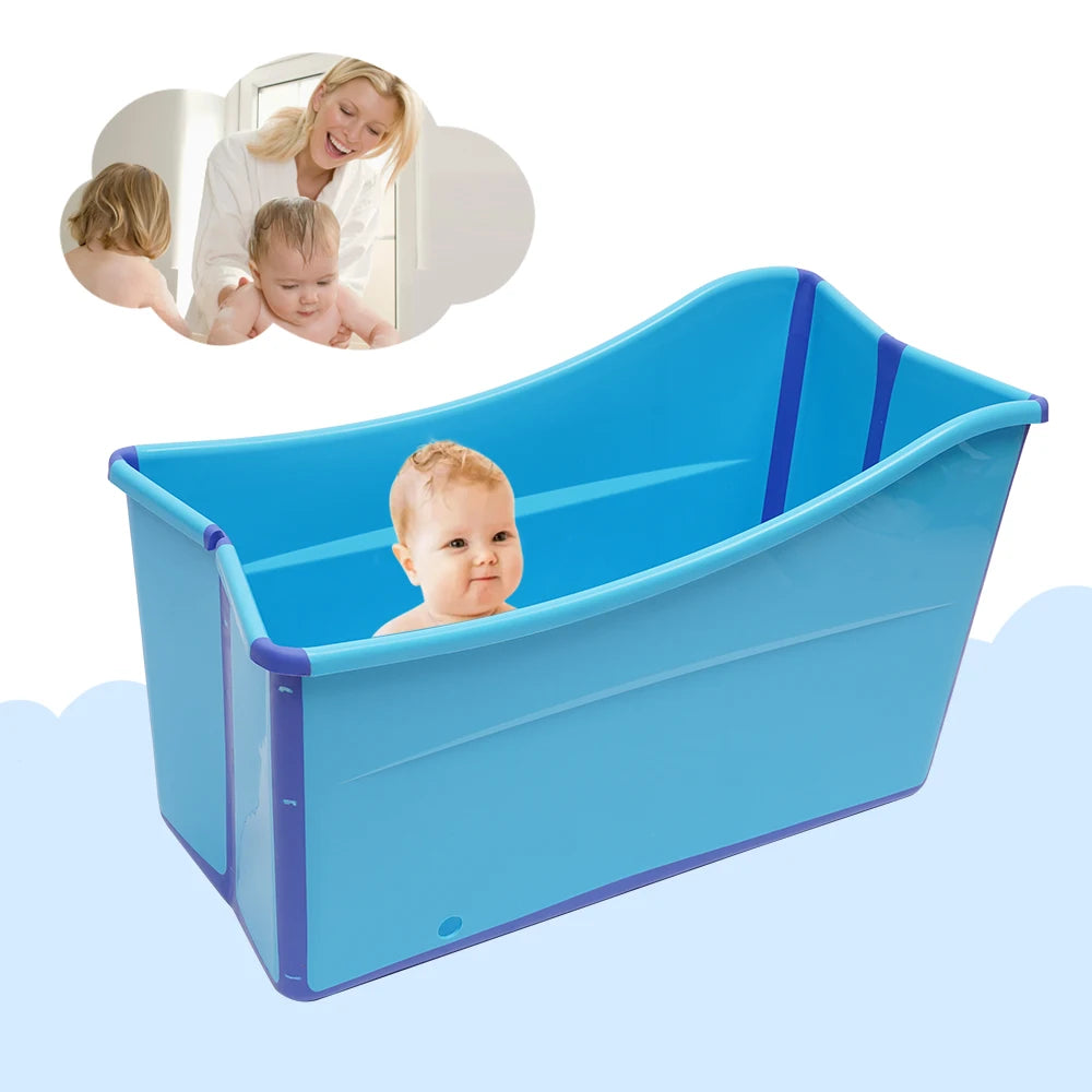 Portable Foldable Bathtub Adult Sauna Child Spa Bath Folding Bathtub Massage Blue - QUORE