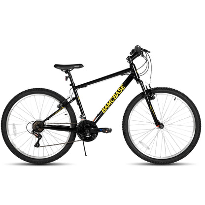 HILAND 26 27 Inch Mountain Bike, Mens Womens MTB with 18 Speeds, High-Tensile Steel Frame, V Brake, Hardtail Bicycle for Adults