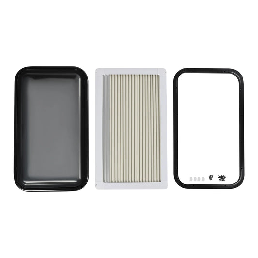 Camperraam - Caravan - 700x400mm - Windows Gehard glas - Raam openend naar buiten - Voor campers en caravans - Caravan Zijraam - Getint Schuifraam - Insectenbescherming - Wit en Zwart