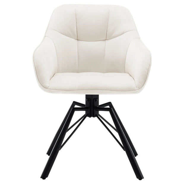 Chair - Dining Chair - Swivel Dining Chair - Ergonomic - Dining Chair with Armrests - Comfortable - Upholstered Kitchen Chair - Velvet Seat - 360° Rotation - Modern Design - 58.5x54.5x82.5cm - Cream Velvet