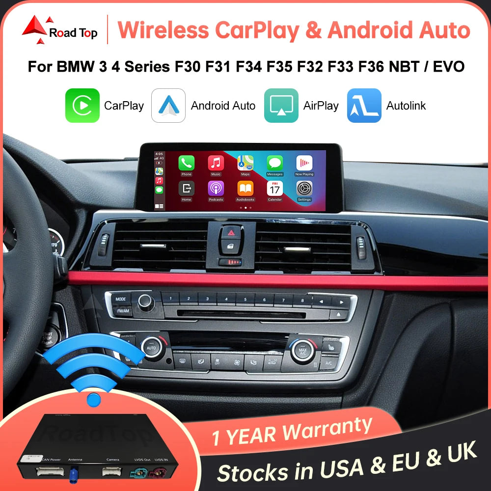 Wireless CarPlay Android Auto – Draadloze Smartphone Integratie – Mirror Link – AirPlay – Auto Play – Compatibel Met BMW 3- En 4-Serie – Plug & Play Installatie – Originele Schermondersteuning