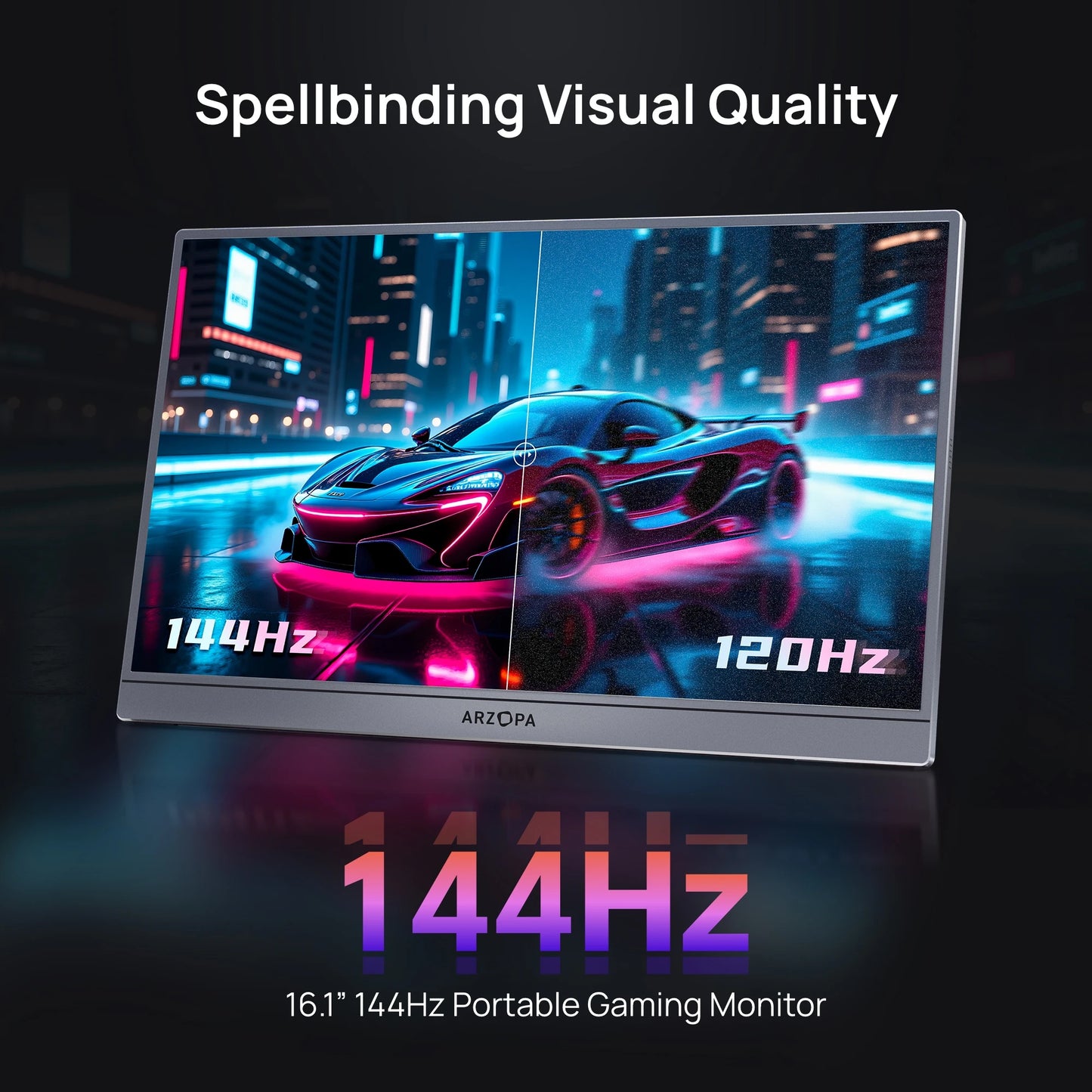 Draagbare Gaming Monitor – Extern Scherm – Portable Display – Tweede Monitor – Full HD 16,1 inch – 144 Hz Verversingssnelheid – 100% sRGB Kleurbereik – Ultra Dun Aluminium Design – Inclusief Waterdichte Opbergtas
