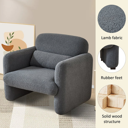 Relaxstoel – Lounge Stoel – Fauteuil – Stoel – Leesstoel – Zacht Stof – Houten Frame – Comfortabele Kussens - Donkergrijs