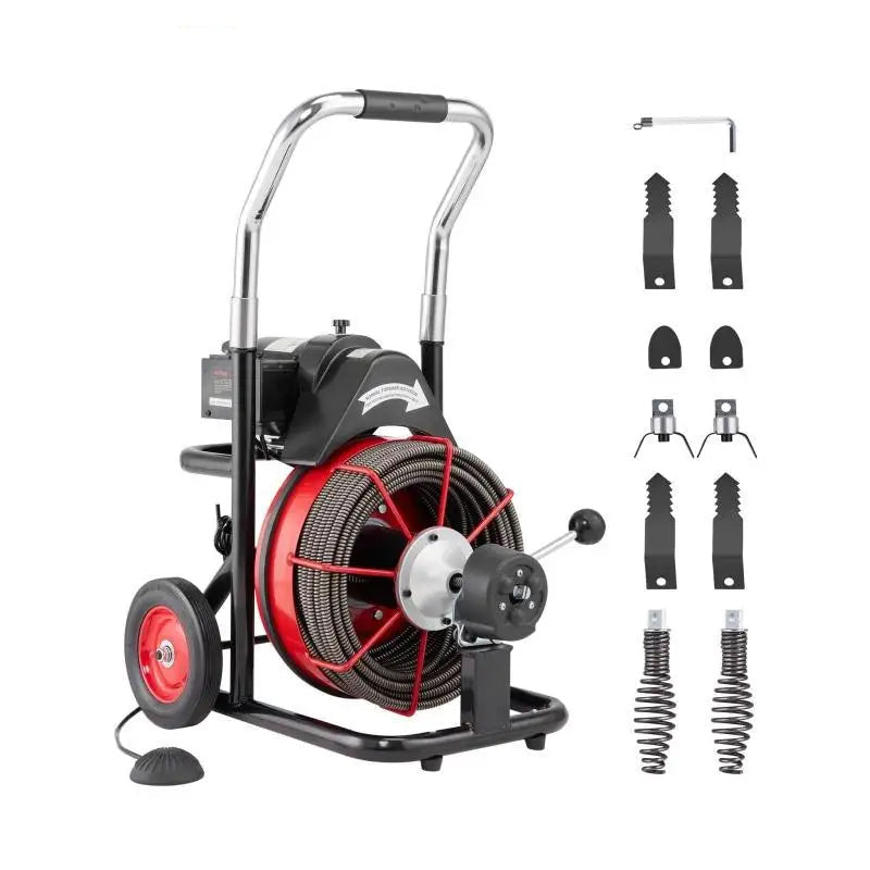 Elektrische Ontstoppingsmachine – Rioolverstoppingsmachine – Afvoerontstopper – Kabelontstopper – Automatische Kabelbediening – Roestbestendige Stalen Kabel - 370W