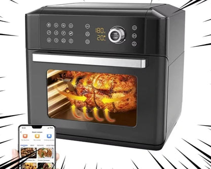 Airfryer oven - Hetelucht Friteuse - Air Fryer - 15L - Grote Inhoud - 12-in-1 - 1700W - App Bediening - 360° Luchtcirculatie - Touch Screen - Turbo Functie