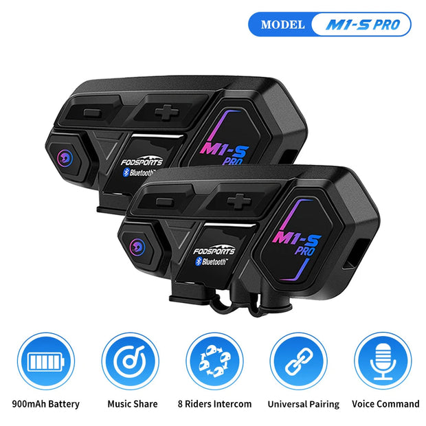 Motorfiets Intercom - Helm Intercom - MotorfietsHelmHeadset - Bluetooth Helm Intercom - Helm - Motorfiets Accessoires - 2PCs - 8 Riders - Draadloze Bluetooth Headset Intercomunicador Moto Interphone BT5.0