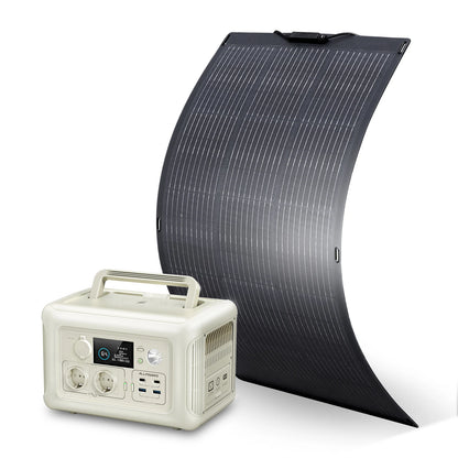 Powerstation - Generator - Aggregaat - Powerbank - Draagbare - 600W - met 100W Monokristallijn - Compacte Oplader voor Buitengebruik