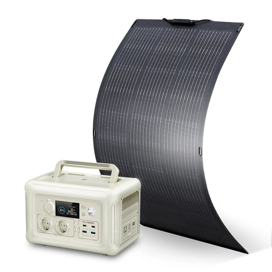 Powerstation - Generator - Aggregaat - Powerbank - Draagbare - 600W - met 100W Monokristallijn - Compacte Oplader voor Buitengebruik