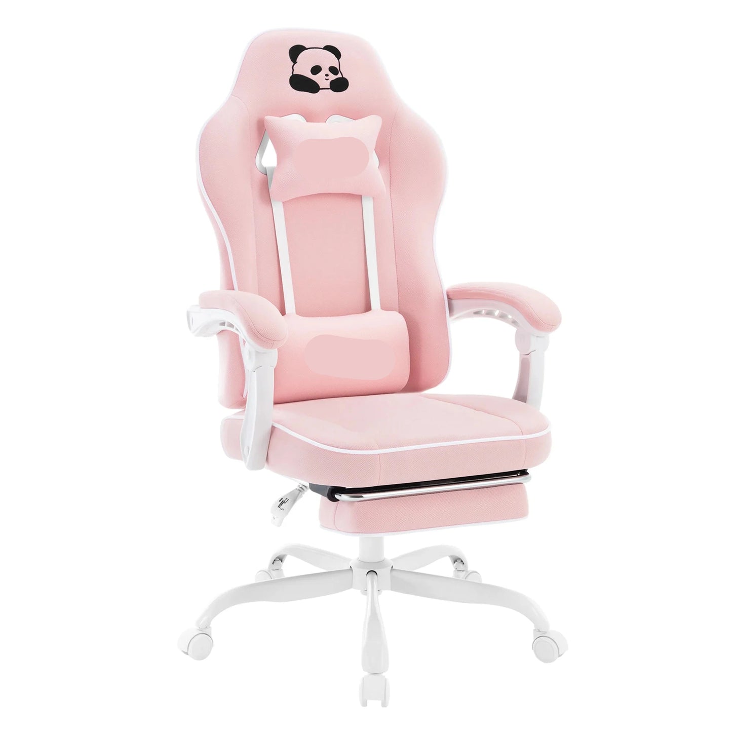 Ergonomische Gaming- En Bureaustoel – Comfortabele Stoel – Mesh Bureaustoel – Met Voetensteun – Verstelbare Kussens – Sterk Metalen Frame - Roze - QUORE