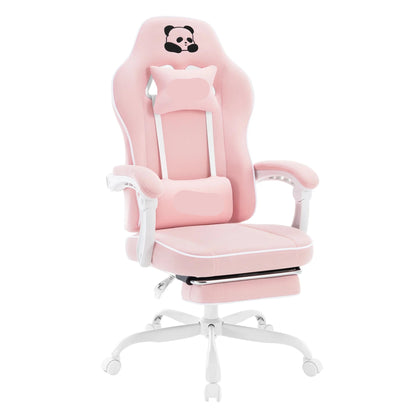 Ergonomische Gaming- En Bureaustoel – Comfortabele Stoel – Mesh Bureaustoel – Met Voetensteun – Verstelbare Kussens – Sterk Metalen Frame - Roze - QUORE