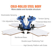 Screen printing - Screen printing machine - 360° rotatable - 54x45cm - Screen printing press - Adjustable tension - 1 color 1 station
