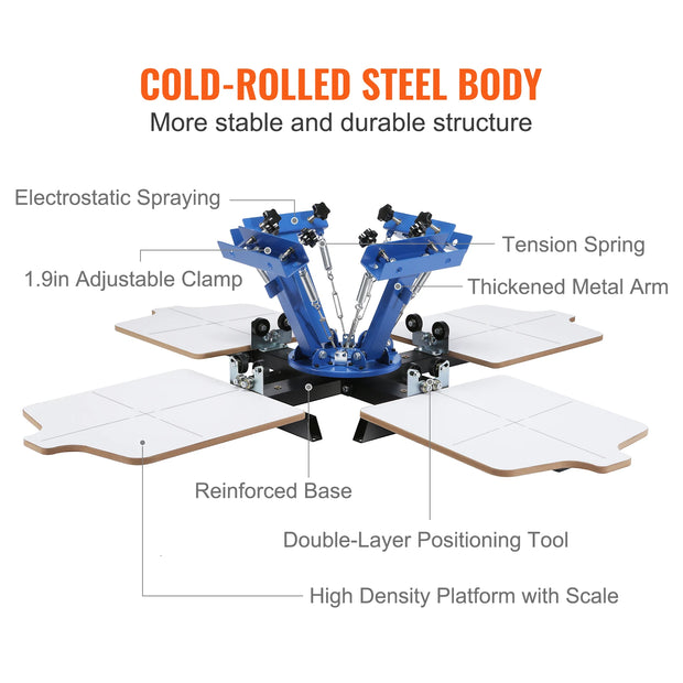 Screen printing - Screen printing machine - 360° rotatable - 54x45cm - Screen printing press - Adjustable tension - 1 color 1 station