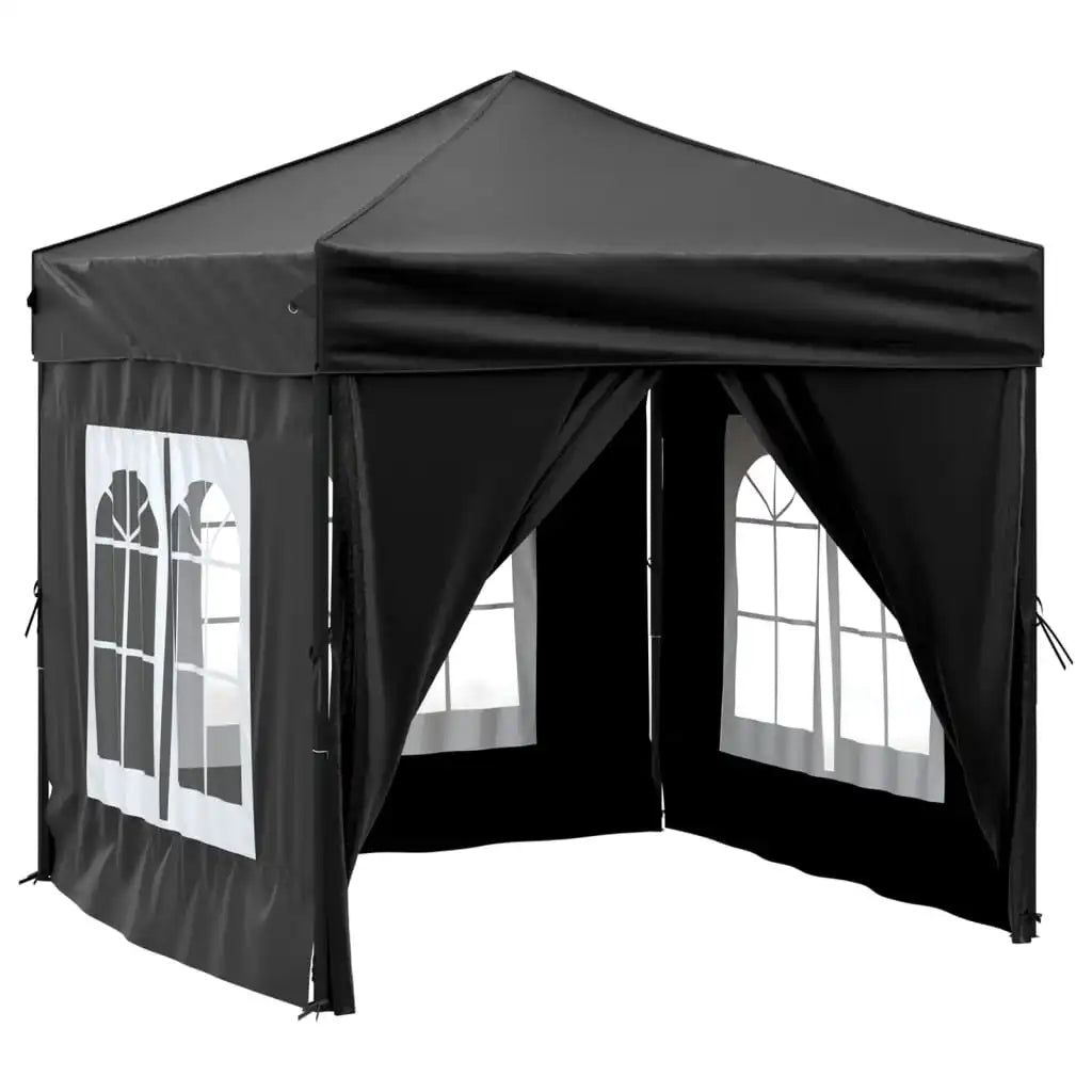Paviljoen - Tuinpaviljoen - Partytent - Tuintent - Pop-up Kliksysteem - Stabiel - Vouwtent - met 4 zijpanelen - Opvouwbaar - Waterdicht - Hoogte Verstelbaar - 50+UV-Bescherming - voor Tuin - Buiten - Achtertuin - 210D Oxford-stof - 2 x 2 m - Zwart