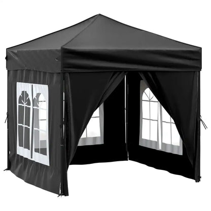 Paviljoen - Tuinpaviljoen - Partytent - Tuintent - Pop-up Kliksysteem - Stabiel - Vouwtent - met 4 zijpanelen - Opvouwbaar - Waterdicht - Hoogte Verstelbaar - 50+UV-Bescherming - voor Tuin - Buiten - Achtertuin - 210D Oxford-stof - 2 x 2 m - Zwart