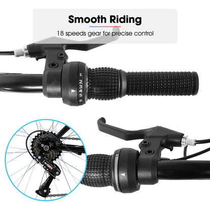 HILAND 24 26 inch Mountain Bike for Men Women, 18 Speeds High-Carbon Steel Frame, Sport Cycling MTB Bicycle for Adult, Student
