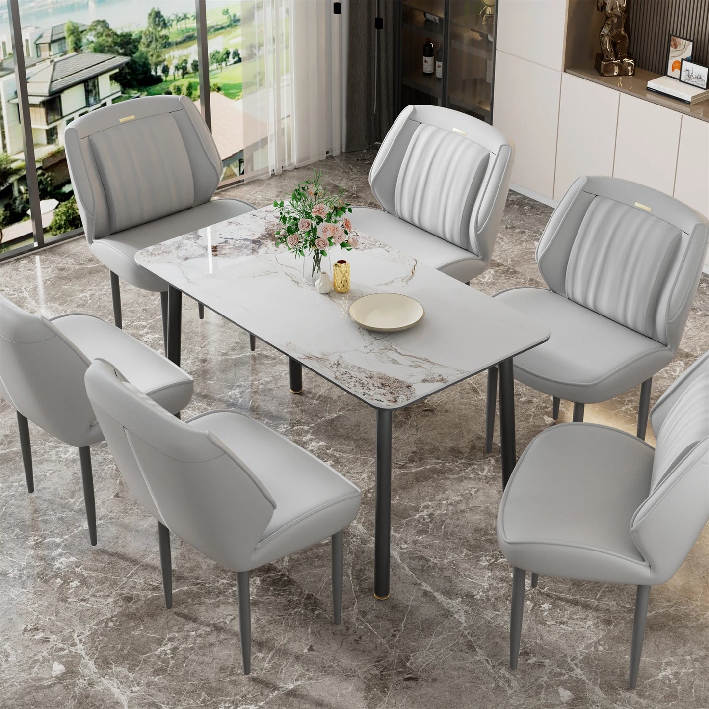 Eetkamerstoel – Stoel – Dinersstoel – Zithoekstoel – Kuipstoel – Set Van 2 Donkergrijs – Synthetisch Leer – Stevig Eucalyptus Houten Frame - QUORE