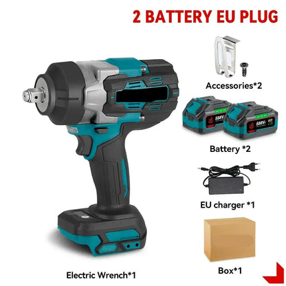 Slagmoersleutel - met Accu - Slagschroevendraaier - Brushless - Elektrische - Torque - 1800Nm - Draadloze - 1/2 Inch - 18V Batterij - Handgereedschap - 2 Accu