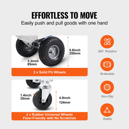 SucceBuy Folding Hand Truck Aluminum Heavy Industrial Collapsible Dolly Cart for Transport and Moving in Warehouse Supermarket