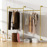 Kledingrek - Kledingroede - Kledingrek metaal - Wandgemonteerd - Industrieel Pijp Kledingrek - 205x190cm/ 80.7x74.8 inch - Goud