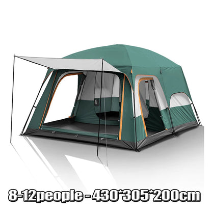 Familietent – Campingtent – Grote Tent – Kampeertent – Ruim – Waterdicht – Aluminium Frame - 430x305x200cm - Groen
