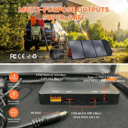 Zonnepaneel - Zonnepaneelset - Draagbaar - Opvouwbare - Waterdict - Outdoor Emergency Backup - voor Thuis - Tenten - Buiten - Kamperen - Waterdicte - 200W - 18V - 11.1A -  45.5 x 270.2 x 4 cm - Zwart