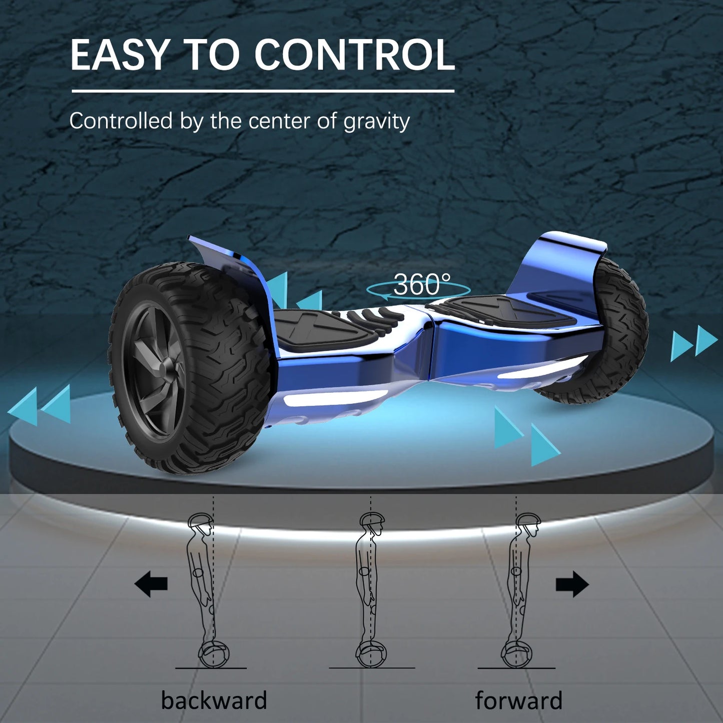 Hoverboard – All Terrain Board – Elektrische Step – Zelfbalancerend – 8.5” Anti-Slip Banden – Aluminium Frame – Bluetooth Speaker - QUORE