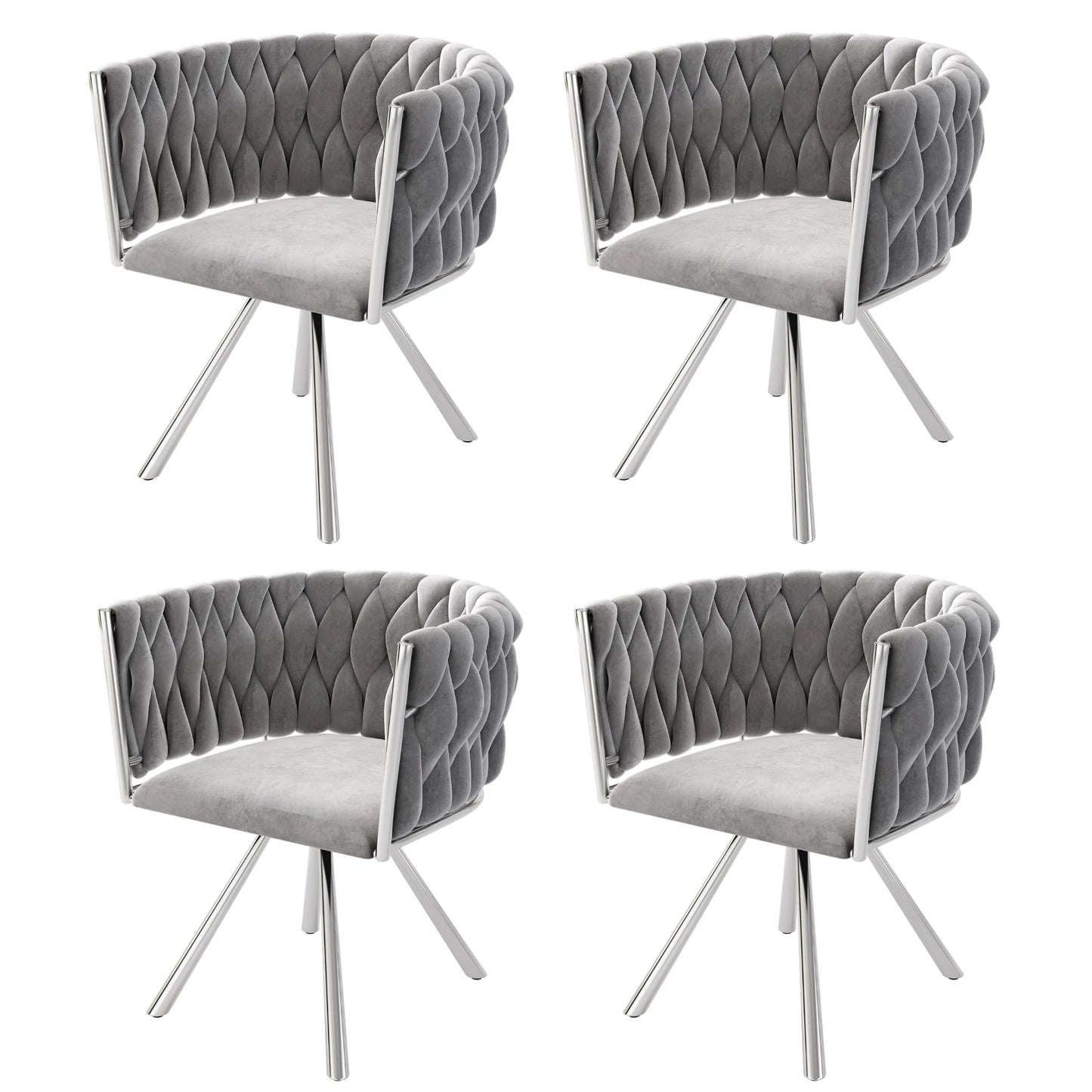 Velvet Eetkamerstoel – Draaibare Stoel – Comfortabele Stoel – Metalen Stoel – Luxe Bekleding – 360° Draaibare Zitting – Draagvermogen 150 Kg - Donkergrijs