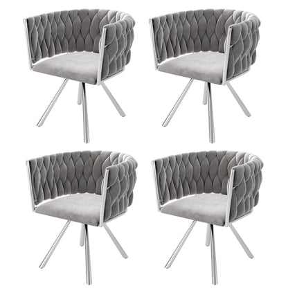 Velvet Eetkamerstoel – Draaibare Stoel – Comfortabele Stoel – Metalen Stoel – Luxe Bekleding – 360° Draaibare Zitting – Draagvermogen 150 Kg - Donkergrijs
