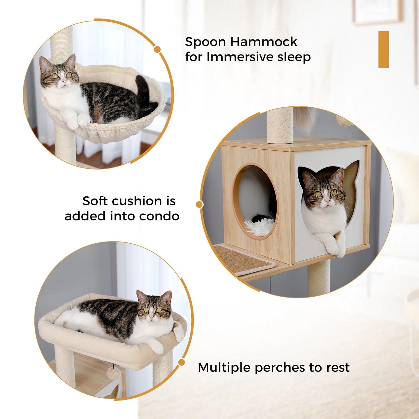 Kattenboom - met Kattenbak Kast – Houten - met Opslagkast - Kattenhuisje - en Sisal Krabpalen – Grote Kattenmeubel voor Binnen – Stabiel en Multifunctioneel - Meerdere Verdiepingen - Arbre a Chat - Zwart - QUORE