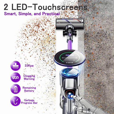 Cordless Stick Vacuum Cleaner - Stick Vacuum Cleaner - Vacuum Cleaner - Cordless Stick Vacuum Cleaner - Powerful Suction - 33KPa - 6 in 1 vacuum - 1.3L Dust Reservoir - Purple