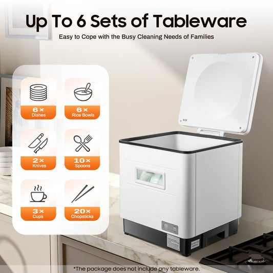 Dishwasher - Freestanding - Smart table dishwasher - Cutlery basket - for home kitchen - Portable - Countertop - Automatic dishwasher - 220V - 1500W - Capacity 41-60L - White