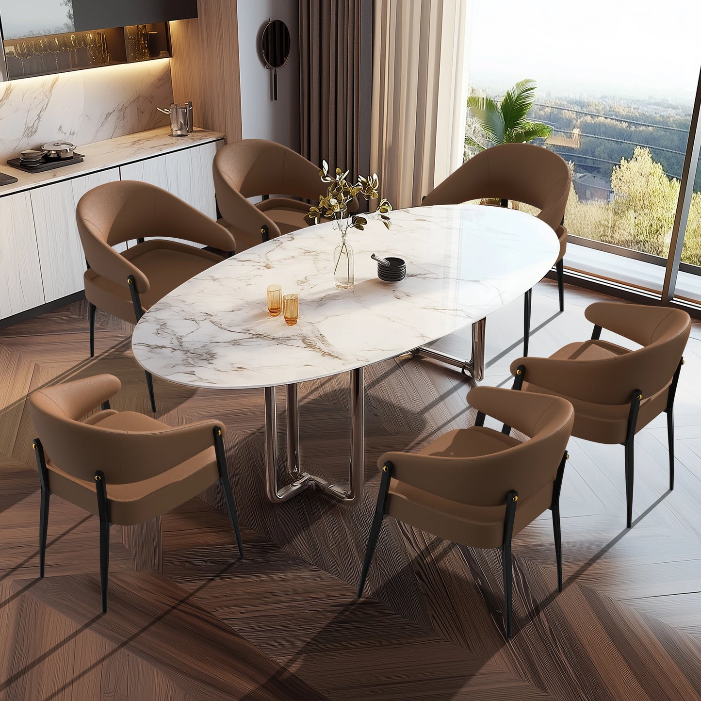 Eetkamerstoelen – Stoelen – Luxe Stoelen – Comfortabele Stoelen – Minimalistisch Design – Microfiber Leer – Draagvermogen 150 Kg