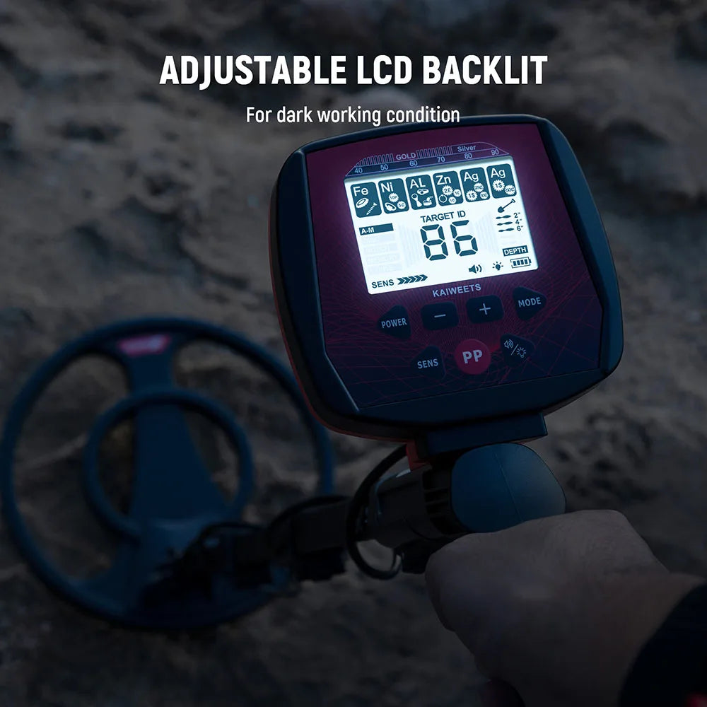 Metaaldetector - Professionele Metaaldetector - Onder Water Metaaldetector - Metaalzoekapparaat - Verstelbare Steel - IP68 Waterdichte Spoel - 6 Modi - LCD Display - 9V - 2 Accu