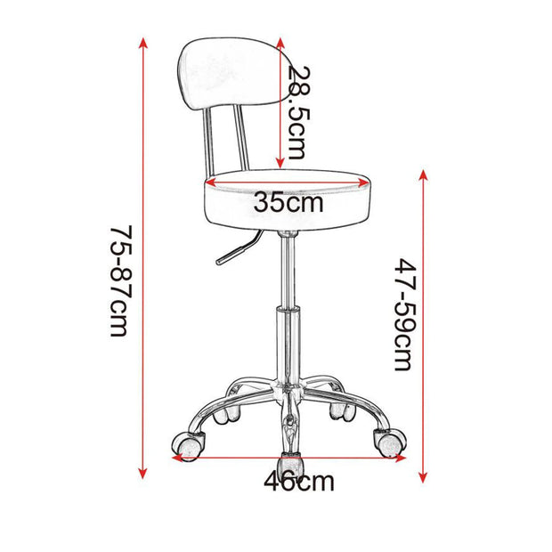 Office Chair - Chairs - Salon Chair - Adjustable Height - Ergonomic Style - Backrest - Faux Leather - 360° Rotation - Swivel - Comfortable - Black
