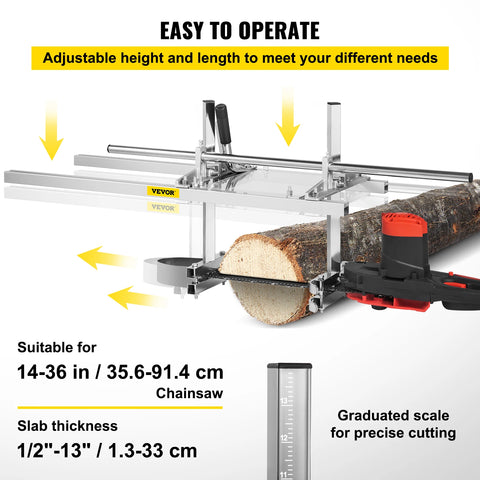 Vevor - Log Cutter - Chainsaw Mill - Plank Cutting - Log Cutter - Plank Saw - 14-36 Inch - Portable Sawmill - Wood Cutting - Log Cutter - Aluminum/Steel