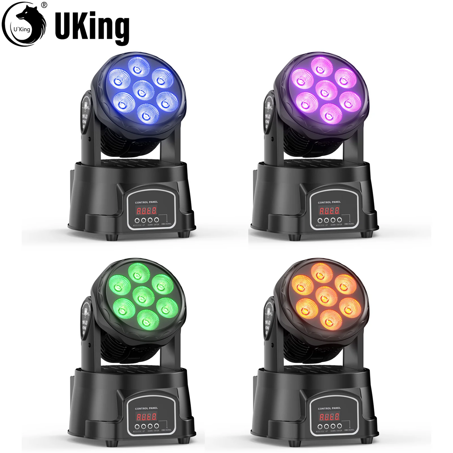 Moving Head – Podiumverlichting – DJ Licht – Discolamp – Feestverlichting – 4 stuks – 7x15W RGBW LED – DMX512 Controle - QUORE