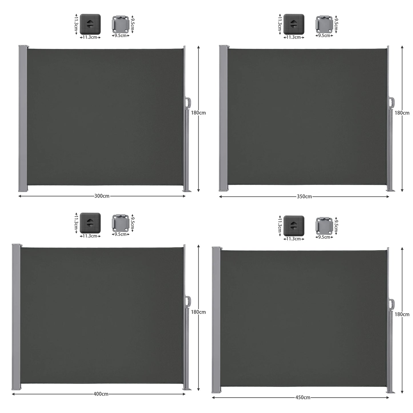 Uitschuifbaar Zijscherm – Balkonafscheiding – Tuinscherm – Privacy Scherm – Windscherm – Waterbestendig Doek – Roestvrij Stalen Frame