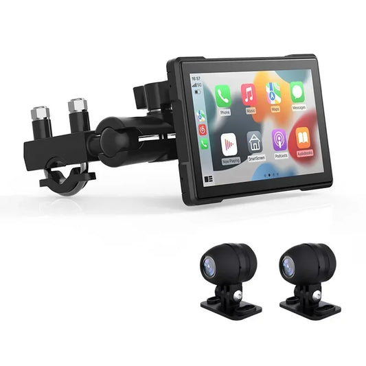 Motorfiets GPS – Motornavigatie – Navigatie – Motorhouder – Telefoonhouder – 5 Inch Touchscreen – Dual 1080P Camera’s Waterdicht IPX7