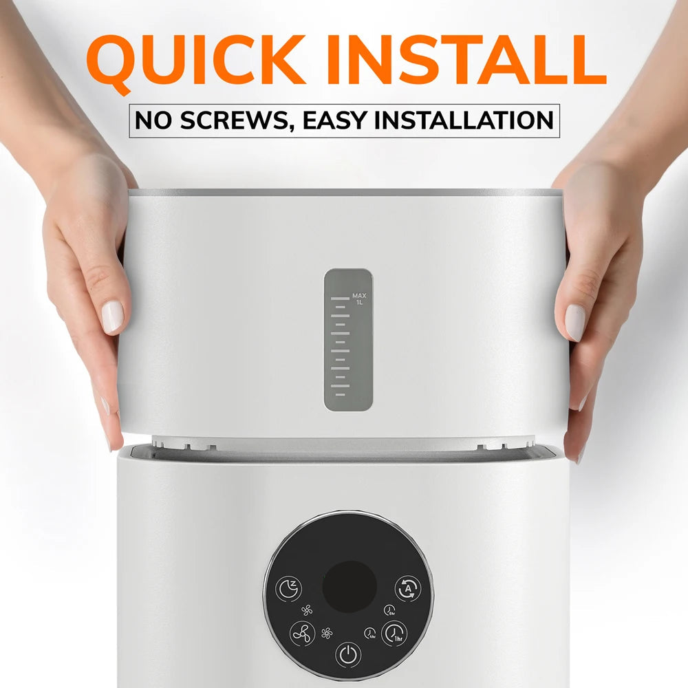 Luchtreiniger - met Luchtbevochtiger - 2-in-1 - HEPA H13 Filter - Allergieën - Huisdierenhaar - en Rook - Stil en Efficiënt - Geschikt voor Slaapkamer en Woonruimte - Zonder Bevochtigercomponent - QUORE