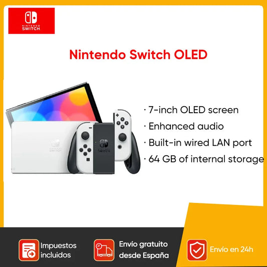 Nintendo Switch OLED Model 7 Inch Screen Joy‑Con Handle Enhanced Audio Adjustable Console Stable TV Mode Video Game - QUORE