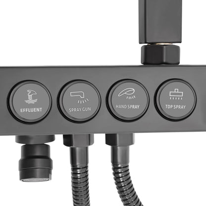 Douche - Regendouche - Douchewand - Douchekolom - Douchepanelen - Thermostatische Douchekraan Set - Slimme Digitale Display Douche met Verstelbare Hoogte (85-120 cm) & 4 Watermodi - Zwart