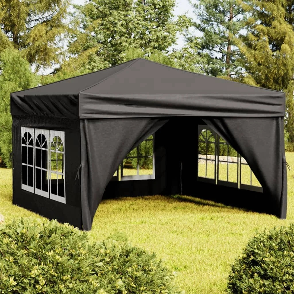 Tuinpaviljoen – Partytent – Tent – Vouwtent – Schaduwdoek – 210D Oxford Waterdicht – Stevig Stalen Frame - 3x3 m - Zwart - QUORE