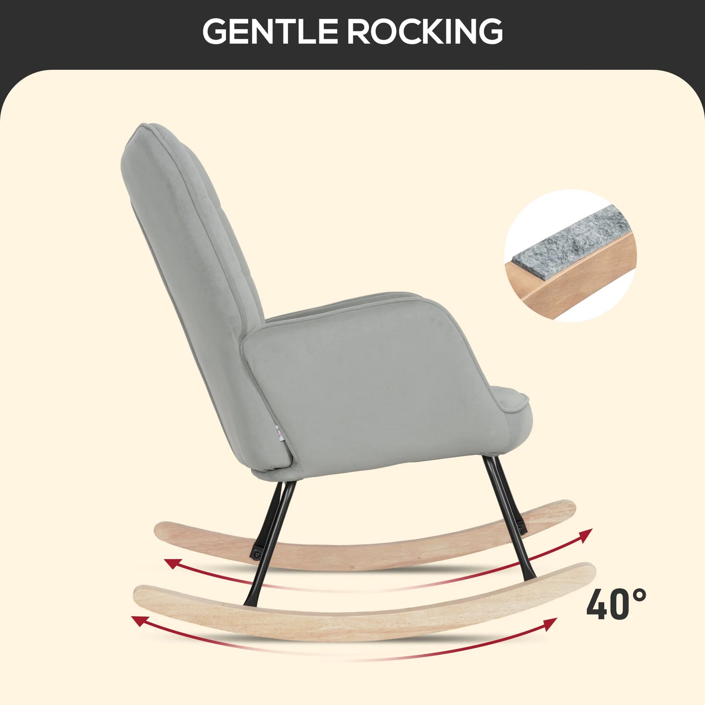 Schommelstoel – Schommelstoel Voor Volwassenen – Relaxstoel – Schommelstoel Met Armleuning – Ergonomisch Ontwerp – Beukenhout En Staal - 98 x 71 x 101 cm - Grijs