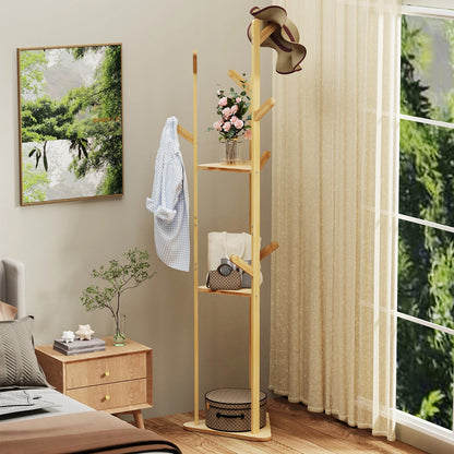 Staande kapstok - Kledingrek - Garderobekast - Garderobekast - Kledingorganizer - 163 cm x 35 cm x 35 cm - Bamboe