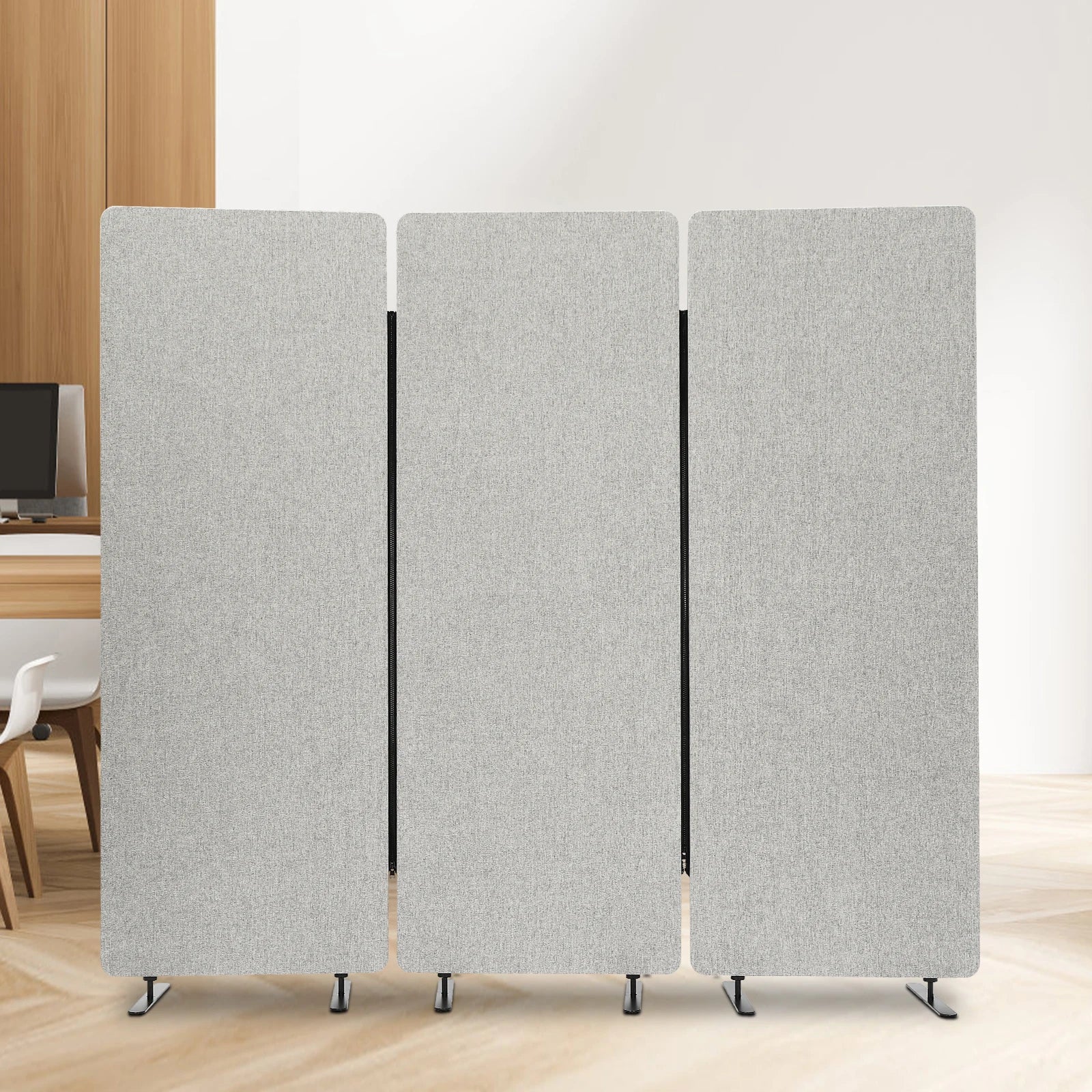 Kamerscherm – Roomdivider – Privacy Scherm – Ruimteverdeler – Geluiddempend – Lichtgrijs – Opvouwbaar - QUORE
