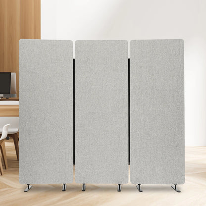 Kamerscherm – Roomdivider – Privacy Scherm – Ruimteverdeler – Geluiddempend – Lichtgrijs – Opvouwbaar - QUORE