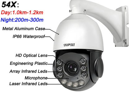 Beveiligingscamera – Camerabewaking – Bewakingscamera – IP-camera – PTZ Camera – 4K 8MP Resolutie – 54x Optische Zoom & Automatische Tracking