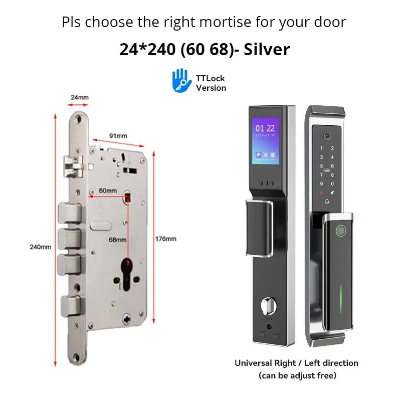 Slimme Bluetooth Deurslot – Elektronisch Slot – Vingerafdrukslot – Digitale Deursluiting – Mobiele App Slot – 100 Vingerafdrukken – Aluminiumlegering Design - 24x240 - 6068 - Rond